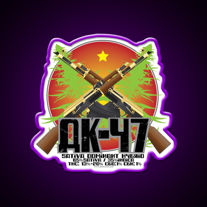 Ak 47 Strain Art Hemp Inspired Green Leaf Led Neon Sign Rgb Color - Shineneon