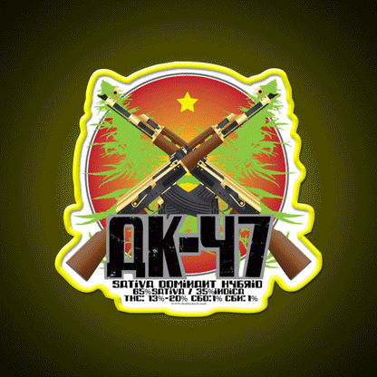 Ak 47 Strain Art Hemp Inspired Green Leaf Led Neon Sign Rgb Color - Custom LED neon sign front view