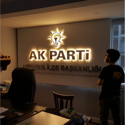 Ak Parti With Logo 3D Backlit Channel Letters Led Light Sign - Shineneon