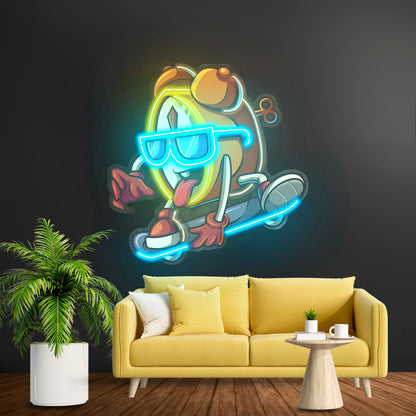 Alarm Clock Skateboarding Led Neon Sign Light Custom Led Signs