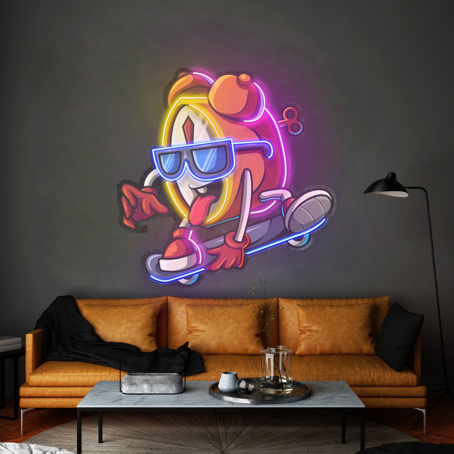 Alarm Clock Skateboarding Led Neon Sign Light Custom Led Signs