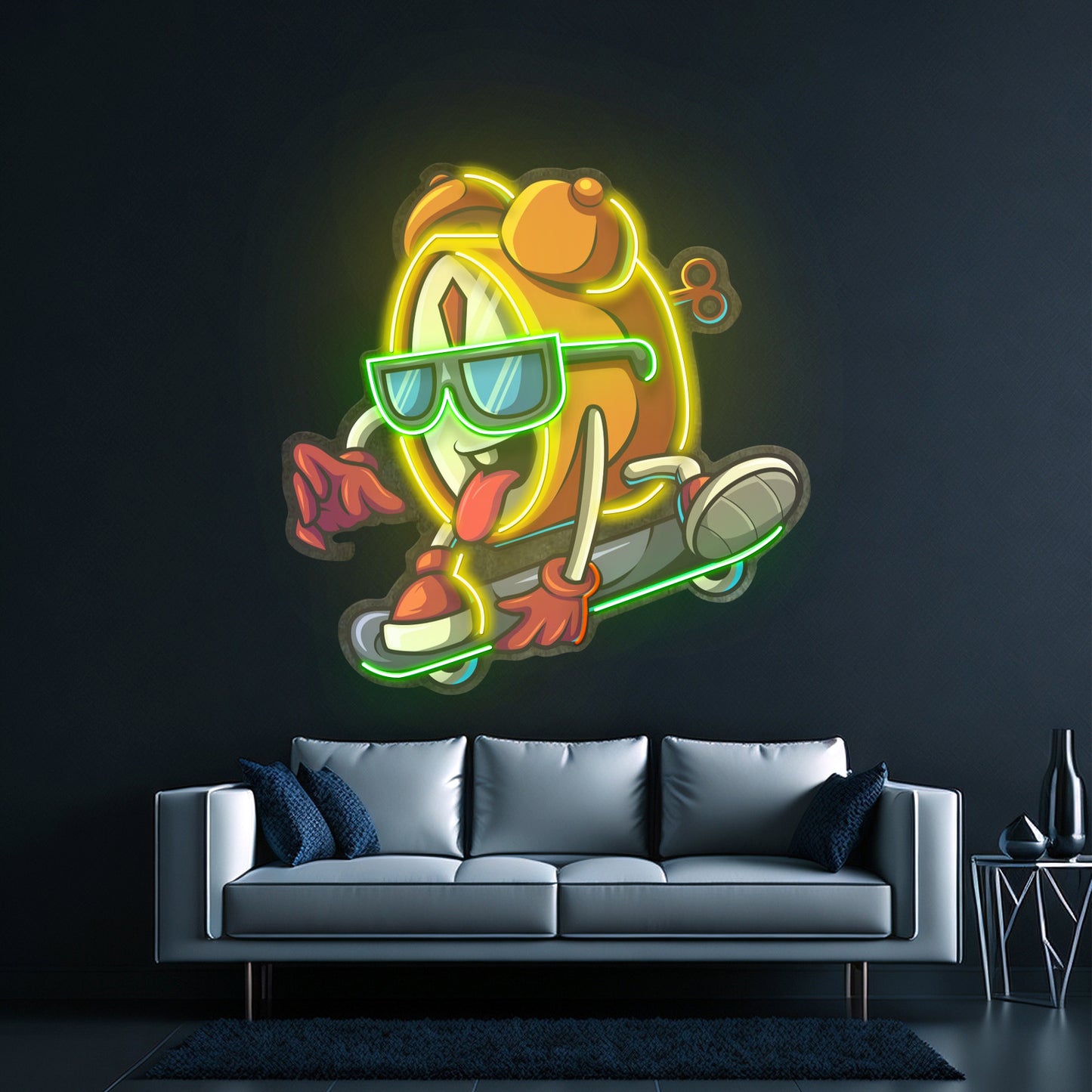 Alarm Clock Skateboarding Led Neon Sign Light Custom Led Signs