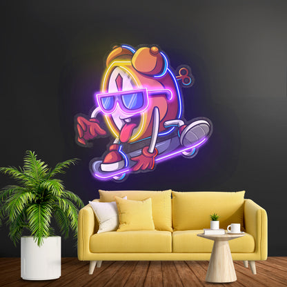 Alarm Clock Skateboarding Led Neon Sign Light Custom Led Signs