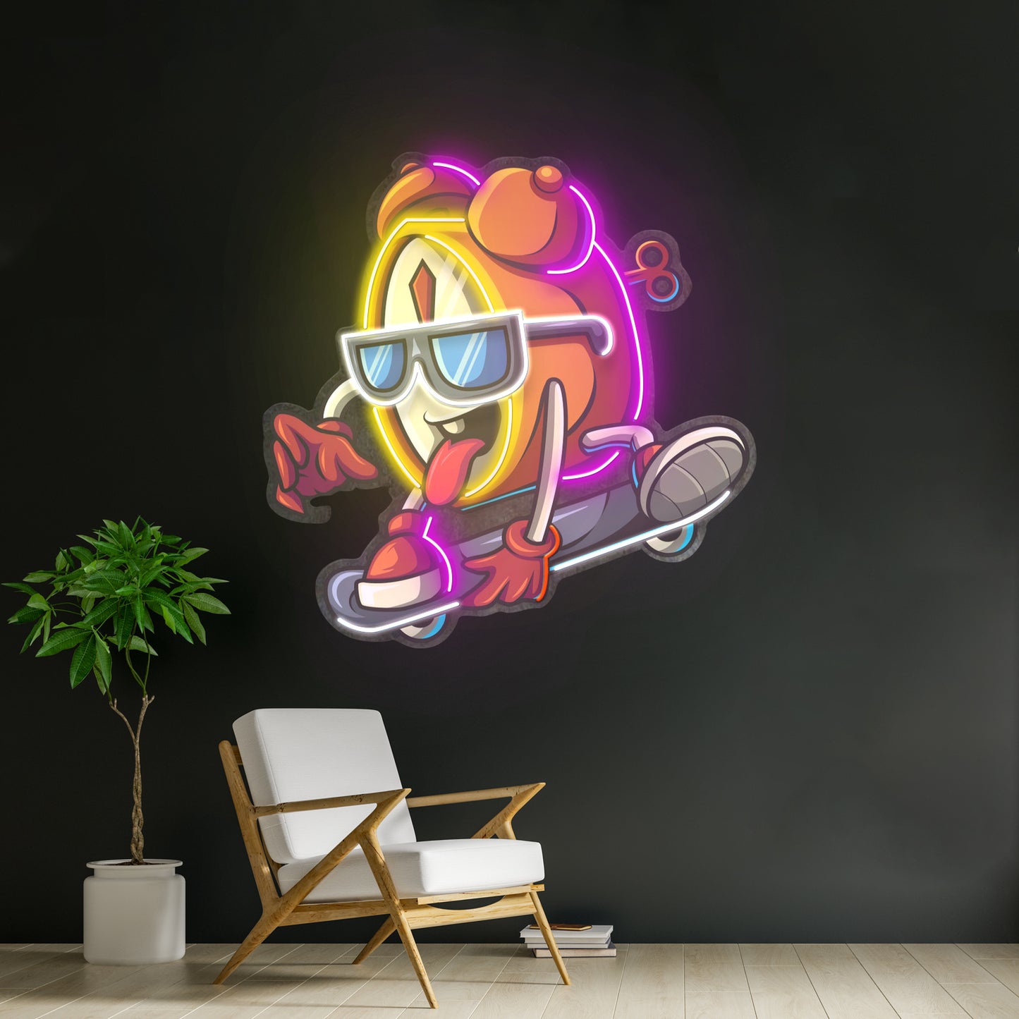 Alarm Clock Skateboarding Led Neon Sign Light Custom Led Signs