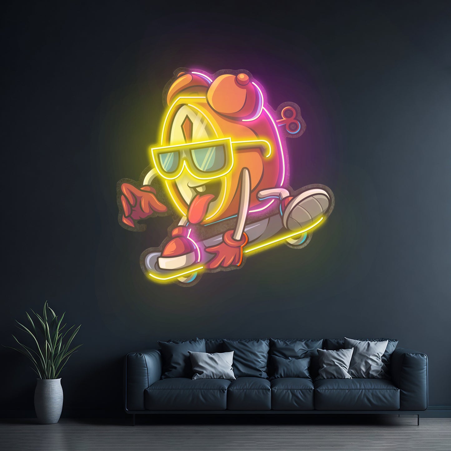 Alarm Clock Skateboarding Led Neon Sign Light Custom Led Signs