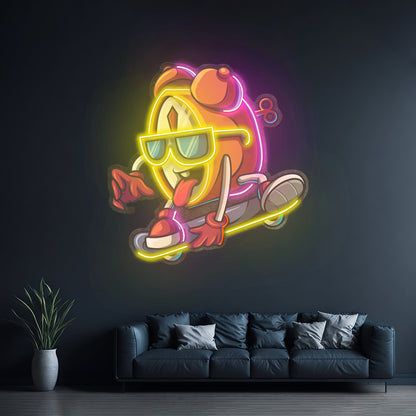 Alarm Clock Skateboarding Led Neon Sign Light Custom Led Signs