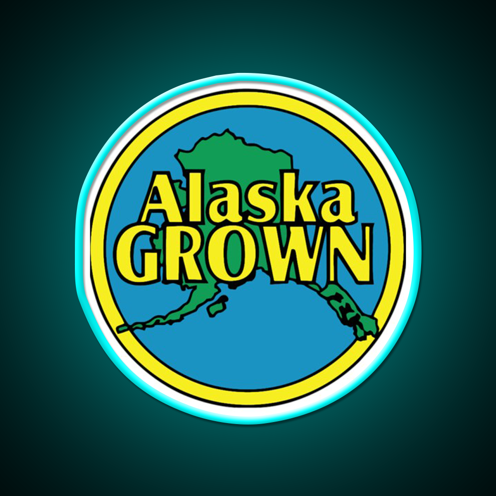 Alaska Grown Classic Hemp Inspired Green Leaf Led Neon Sign Rgb Color - Size and dimension reference