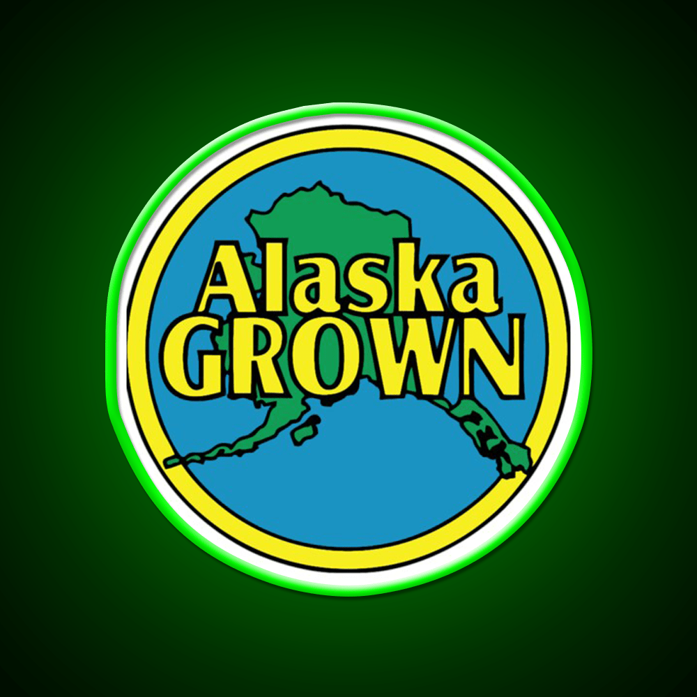Alaska Grown Classic Hemp Inspired Green Leaf Led Neon Sign Rgb Color - Shineneon