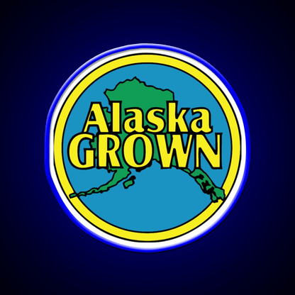 Alaska Grown Classic Hemp Inspired Green Leaf Led Neon Sign Rgb Color - Shineneon