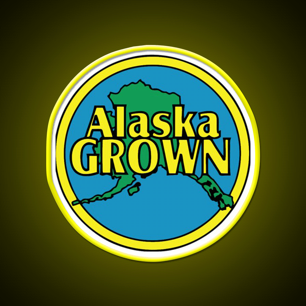 Alaska Grown Classic Hemp Inspired Green Leaf Led Neon Sign Rgb Color - Custom LED neon sign front view