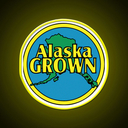 Alaska Grown Classic Hemp Inspired Green Leaf Led Neon Sign Rgb Color - Custom LED neon sign front view
