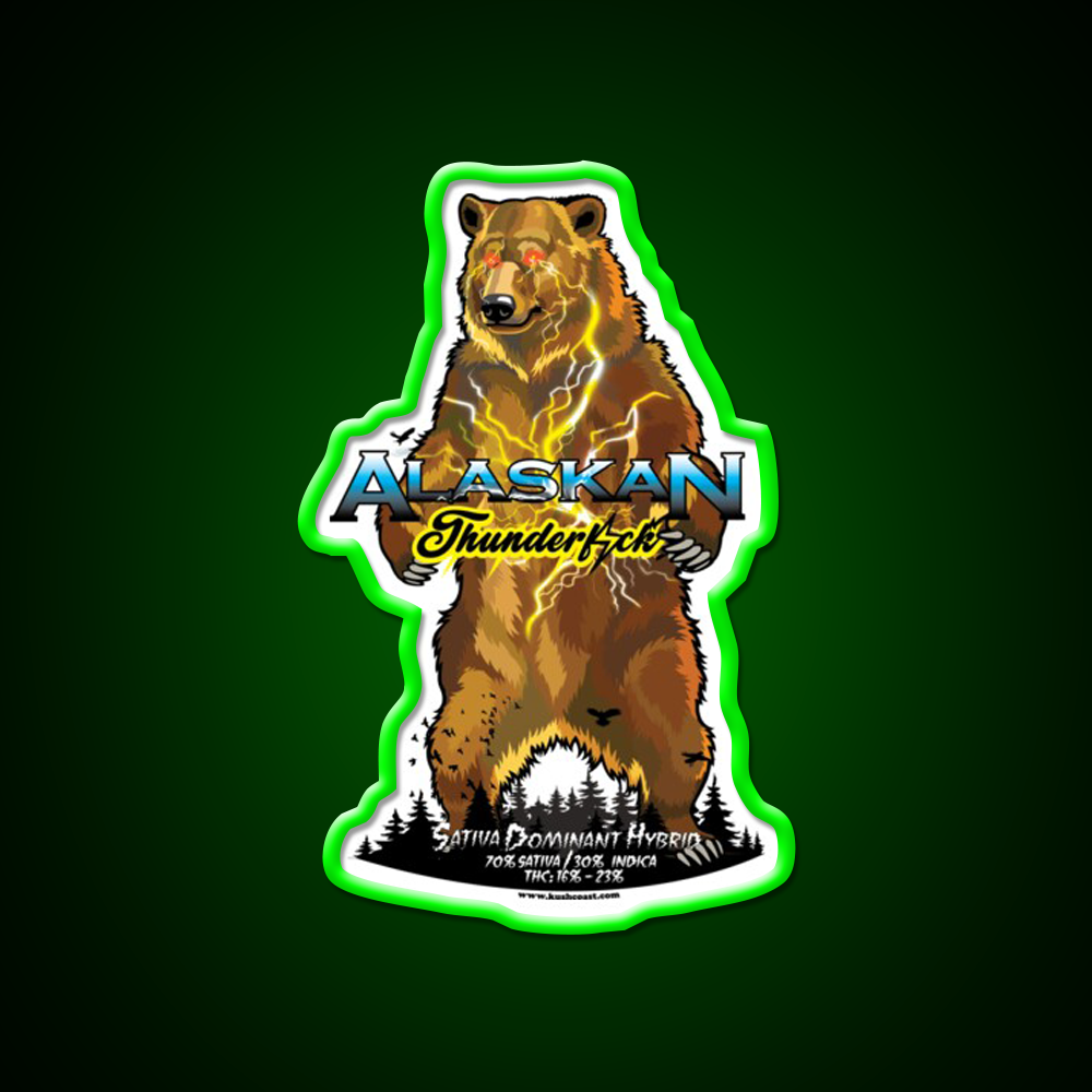Alaskan Thunderfuck Strain Art Hemp Inspired Green Leaf Led Neon Sign Rgb Color - LED neon sign view 8