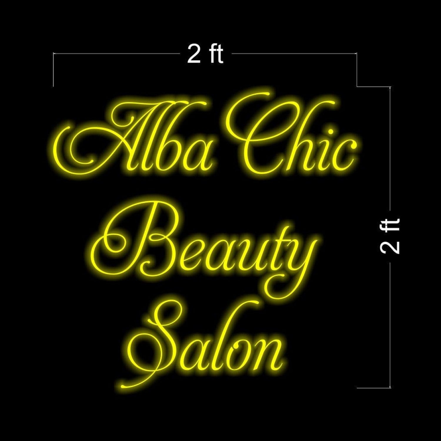 Alba Chic Beauty Salon Yellow Led Neon Sign Elegant Script Beauty Salon Decor | Shineneon
