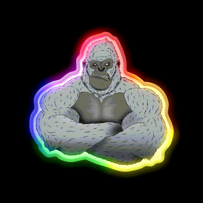 Albino Angry Gorilla Gym Fitness Led Neon Sign Rgb Color