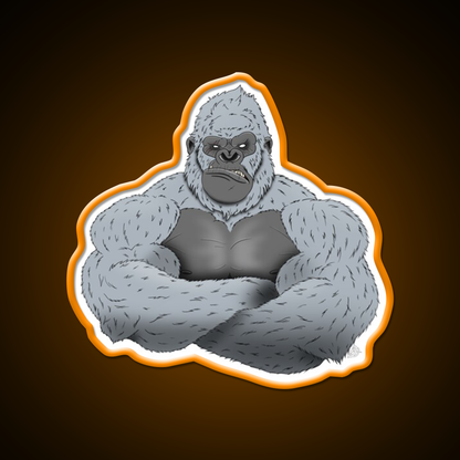 Albino Angry Gorilla Gym Fitness Led Neon Sign Rgb Color