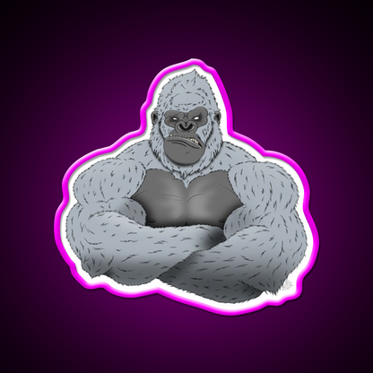 Albino Angry Gorilla Gym Fitness Led Neon Sign Rgb Color