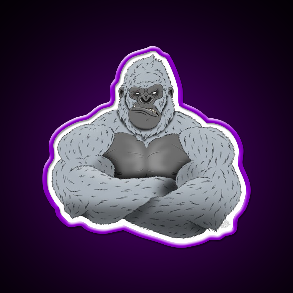Albino Angry Gorilla Gym Fitness Led Neon Sign Rgb Color