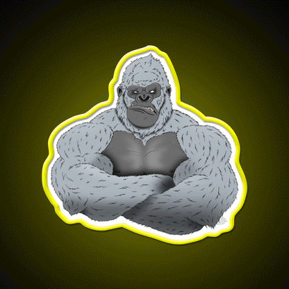 Albino Angry Gorilla Gym Fitness Led Neon Sign Rgb Color