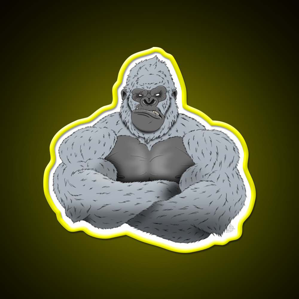 Albino Angry Gorilla Gym Fitness Led Neon Sign Rgb Color