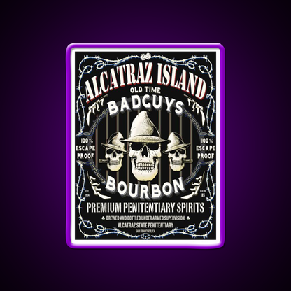 Alcatraz Island Badguys Bourbon Whiskey Drink Bar Led Neon Sign Rgb Color