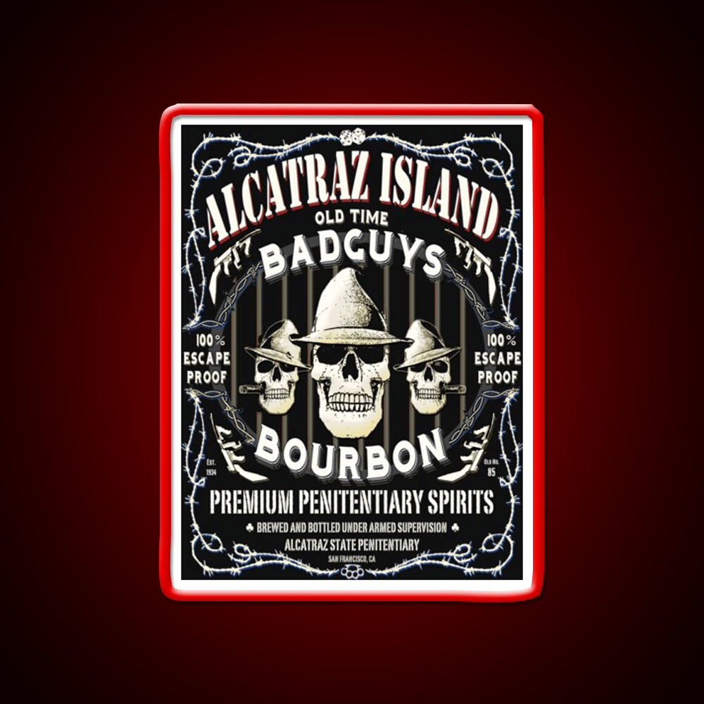 Alcatraz Island Badguys Bourbon Whiskey Drink Bar Led Neon Sign Rgb Color - Shineneon