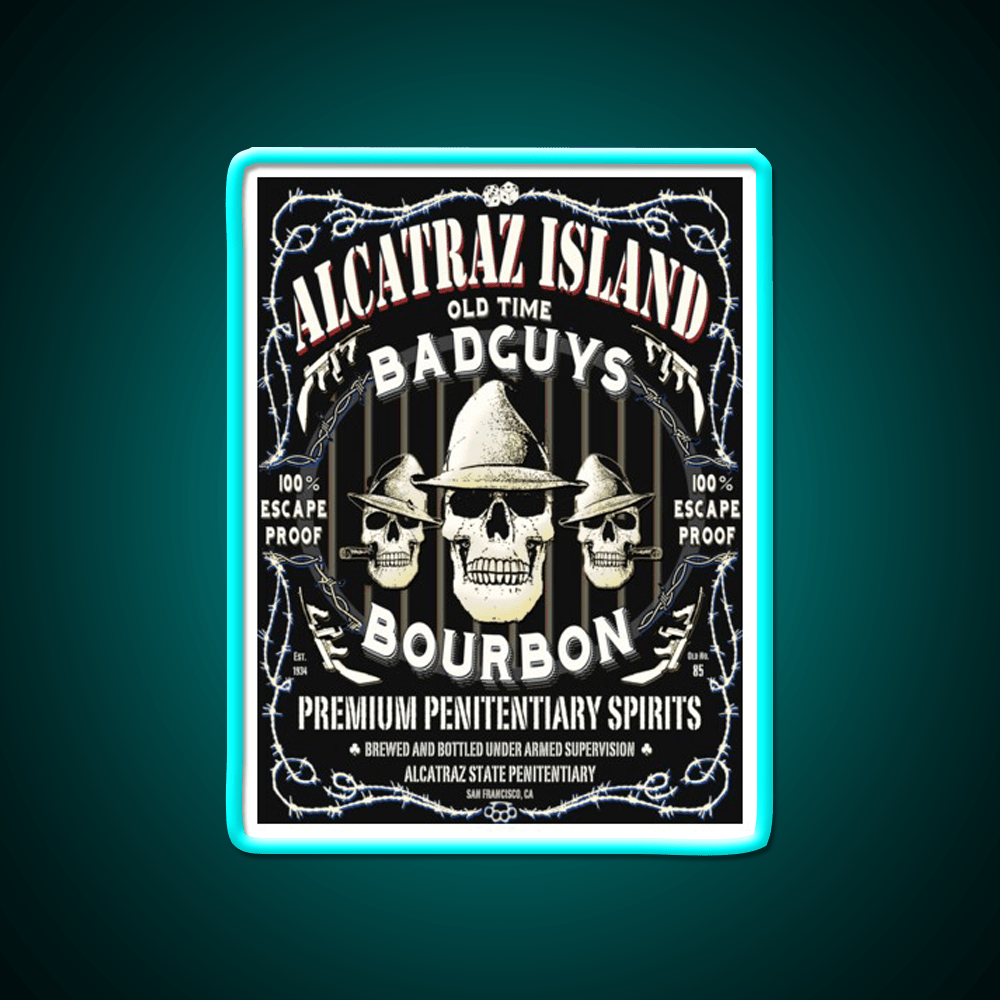 Alcatraz Island Badguys Bourbon Whiskey Drink Bar Led Neon Sign Rgb Color - Shineneon