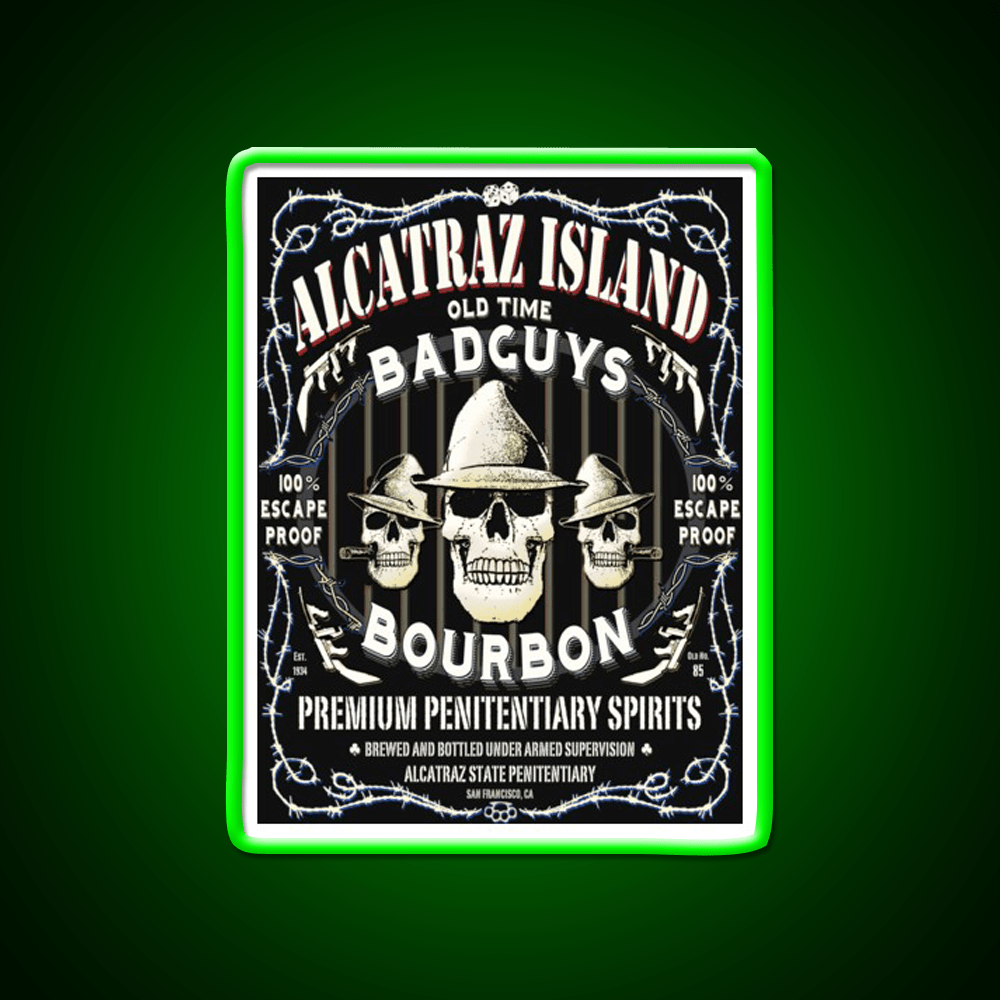 Alcatraz Island Badguys Bourbon Whiskey Drink Bar Led Neon Sign Rgb Color - Shineneon