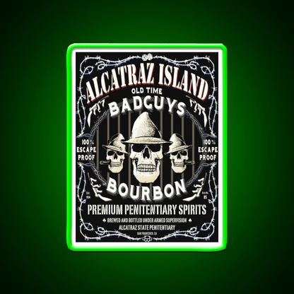 Alcatraz Island Badguys Bourbon Whiskey Drink Bar Led Neon Sign Rgb Color - Shineneon