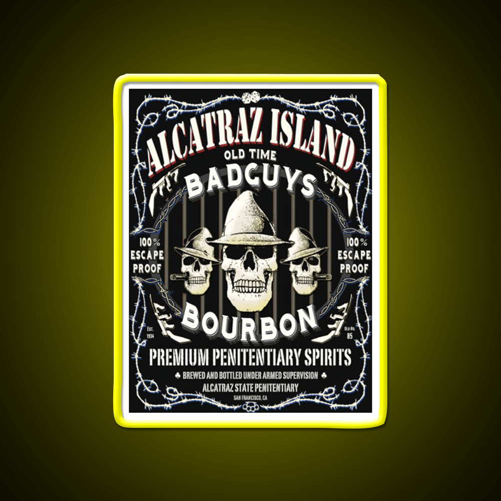 Alcatraz Island Badguys Bourbon Whiskey Drink Bar Led Neon Sign Rgb Color - Shineneon