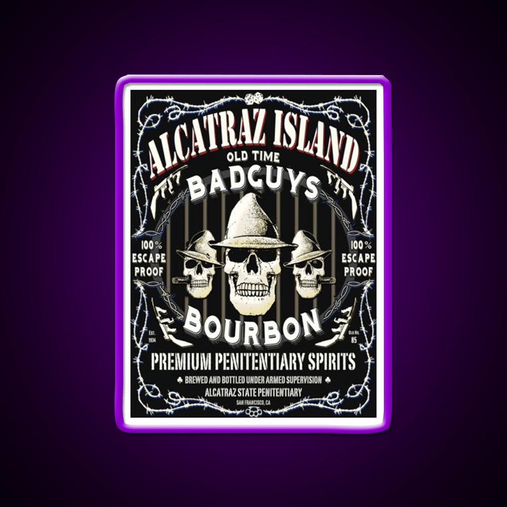 Alcatraz Island Badguys Bourbon Whiskey Drink Bar Led Neon Sign Rgb Color - Shineneon
