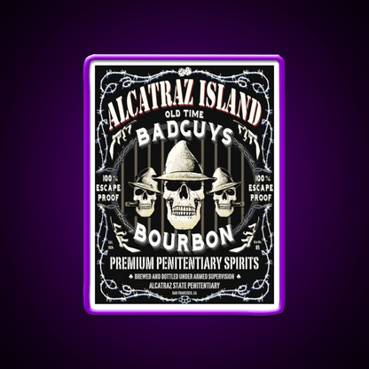 Alcatraz Island Badguys Bourbon Whiskey Drink Bar Led Neon Sign Rgb Color - Shineneon