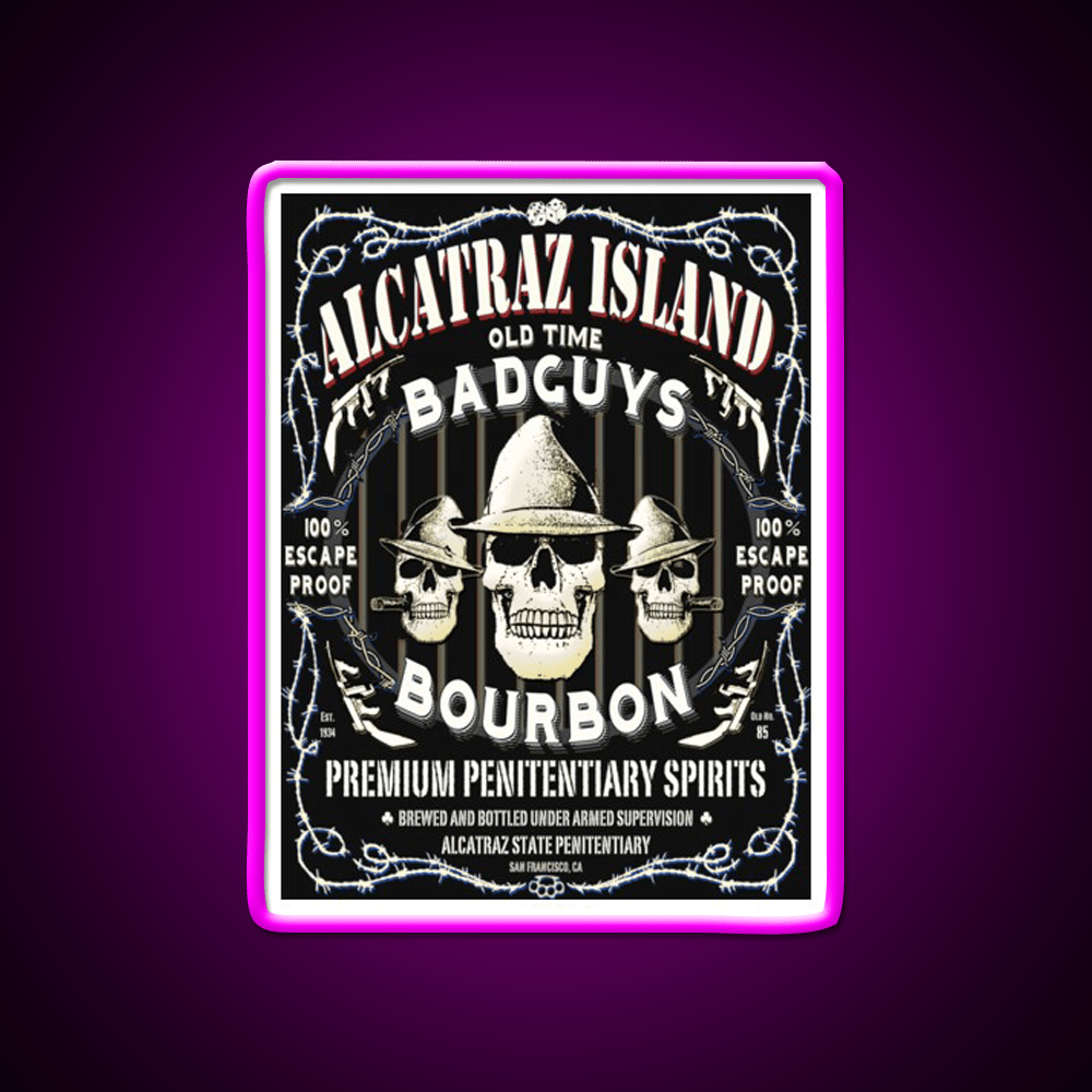 Alcatraz Island Badguys Bourbon Whiskey Drink Bar Led Neon Sign Rgb Color - Shineneon