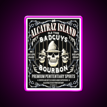Alcatraz Island Badguys Bourbon Whiskey Drink Bar Led Neon Sign Rgb Color - Shineneon