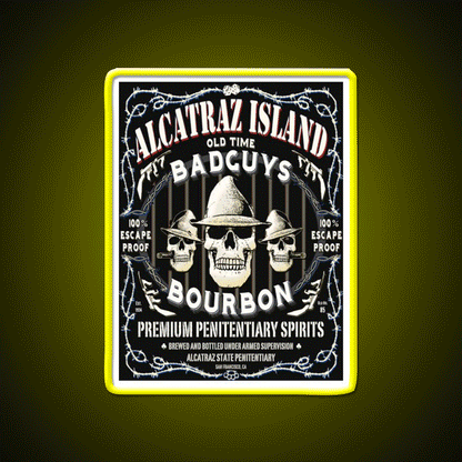 Alcatraz Island Badguys Bourbon Whiskey Drink Bar Led Neon Sign Rgb Color