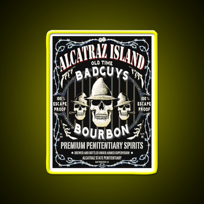 Alcatraz Island Badguys Bourbon Whiskey Drink Bar Led Neon Sign Rgb Color