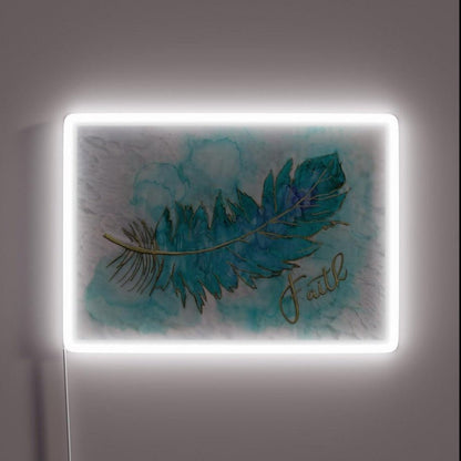Alcohol Ink Textured Faith Feather Rgb Led Neon Sign - Shineneon