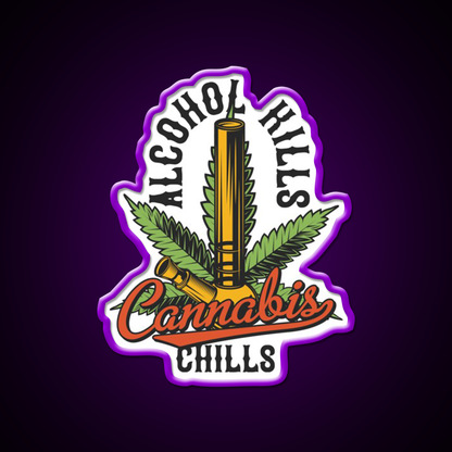 Alcohol Kills Chills Hemp Inspired Green Leaf Led Neon Sign Rgb Color - LED neon sign view 9