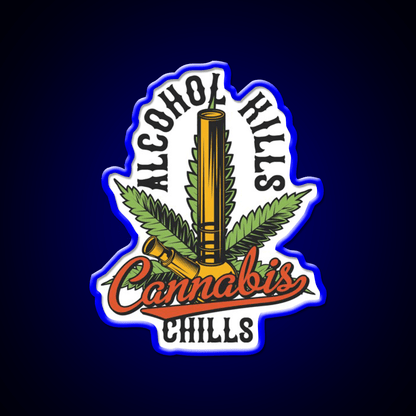 Alcohol Kills Chills Hemp Inspired Green Leaf Led Neon Sign Rgb Color - Shineneon