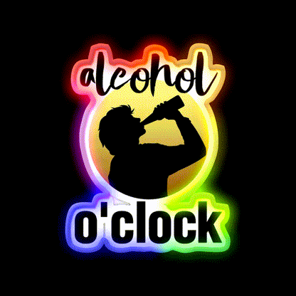 Alcohol Oclock Man Cave Bar Led Neon Sign Rgb Color