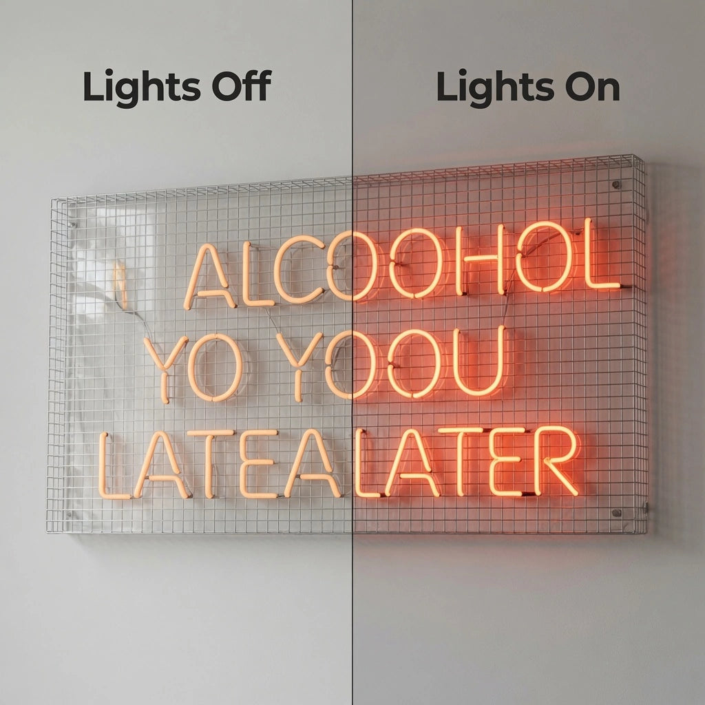 Alcohol You Later LED Neon Sign Wall Decor - 06 Day Night Comparison