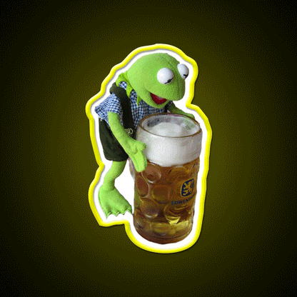 Alcoholic Kermit Beer Bar Decor Led Neon Sign Rgb Color - Custom LED neon sign front view