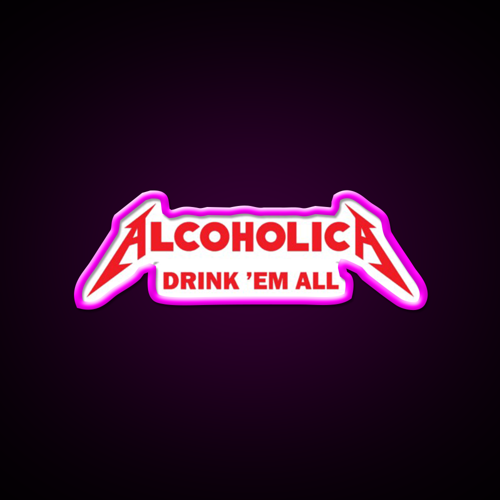 Alcoholica Beer Bar Decor Led Neon Sign Rgb Color - Neon sign mounted on wall in room