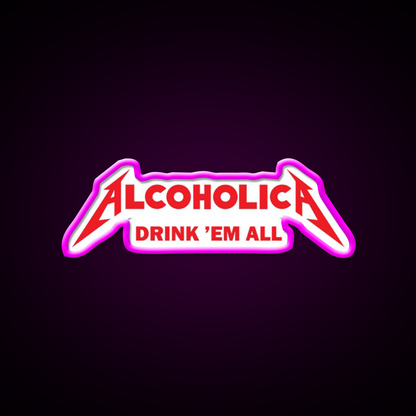 Alcoholica Beer Bar Decor Led Neon Sign Rgb Color - Neon sign mounted on wall in room