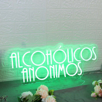 Alcoholicos Anonimos Green Led Neon Sign - Shineneon