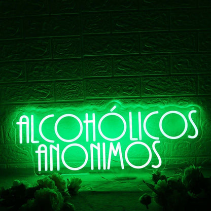 Alcoholicos Anonimos Green Led Neon Sign - Shineneon