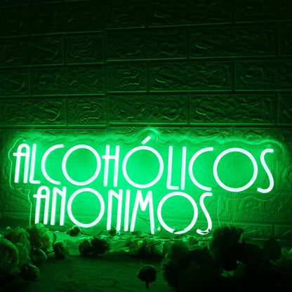 Alcoholicos Anonimos Green Led Neon Sign - Shineneon