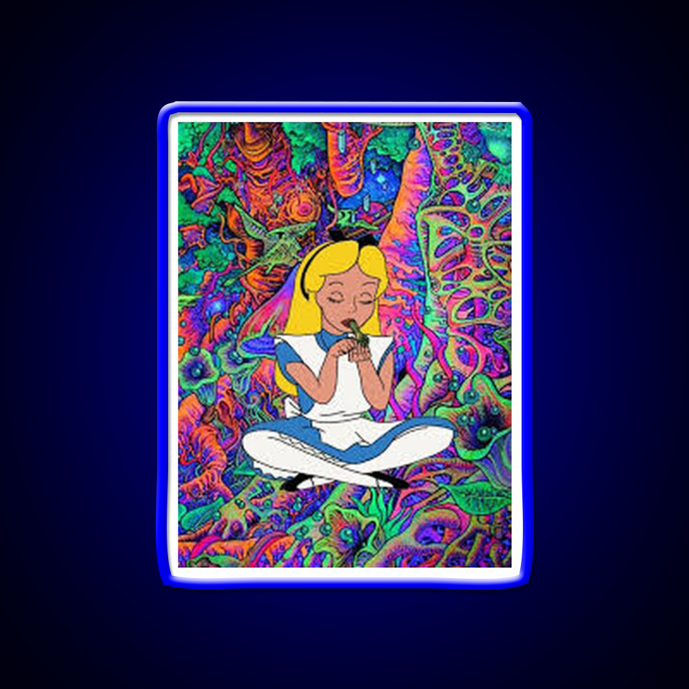 Alice In Wonderland Psychedelic Hemp Inspired Green Leaf Led Neon Sign Rgb Color - LED neon sign view 5