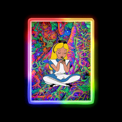 Alice In Wonderland Psychedelic Hemp Inspired Green Leaf Led Neon Sign Rgb Color - LED neon sign close-up detail