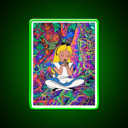 Alice In Wonderland Psychedelic Hemp Inspired Green Leaf Led Neon Sign Rgb Color - LED neon sign view 8