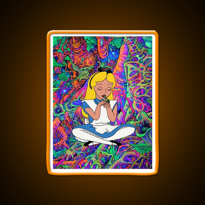 Alice In Wonderland Psychedelic Hemp Inspired Green Leaf Led Neon Sign Rgb Color - Shineneon